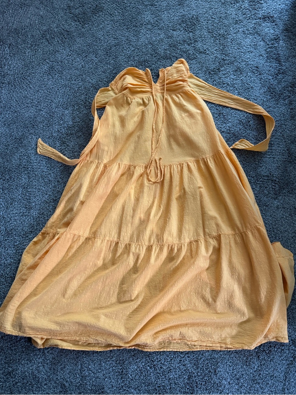 Blanco By Nature Carlotta Golden Cotton Halter Maxi Dress Size Small